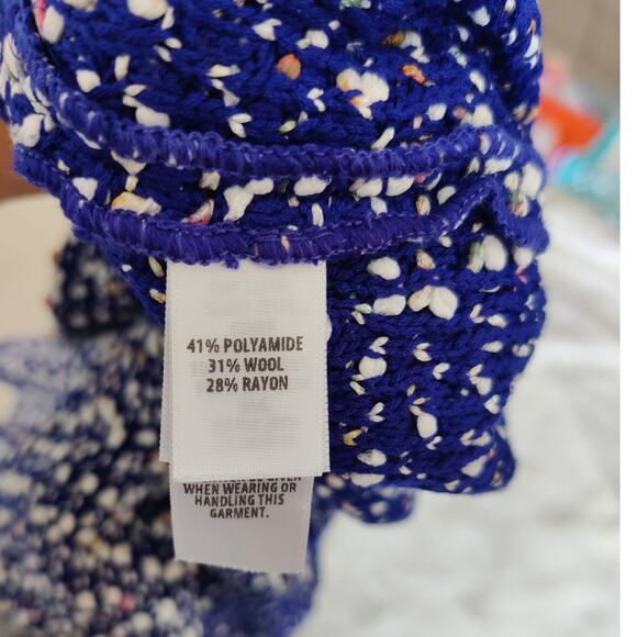 St. John Tweed Jacket Blazer Size 8 Collared Woold Blend Blue & White 3/4 Sleeve - Picture 5 of 12